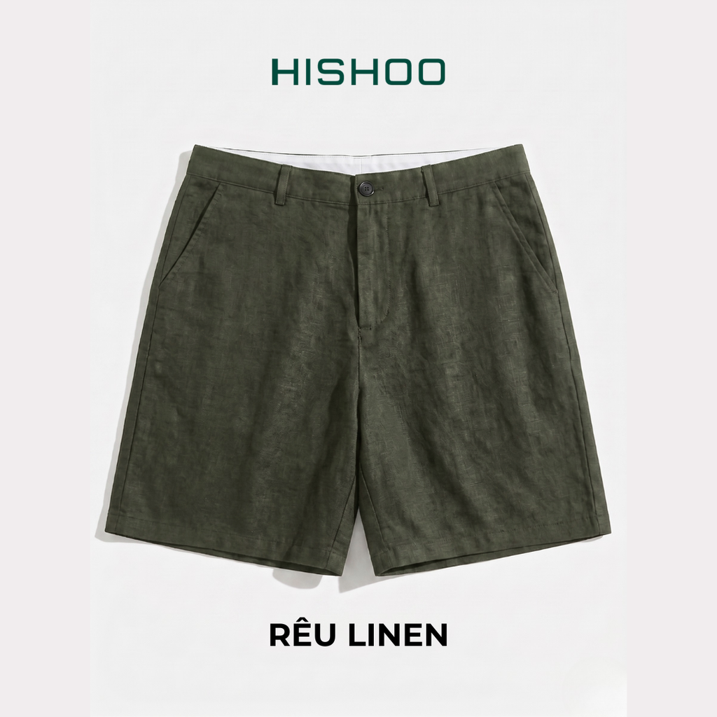 Quần short nam Linen Solene HISHOO Thoáng mát giữ form mặc đi chơi đi làm Q1T001