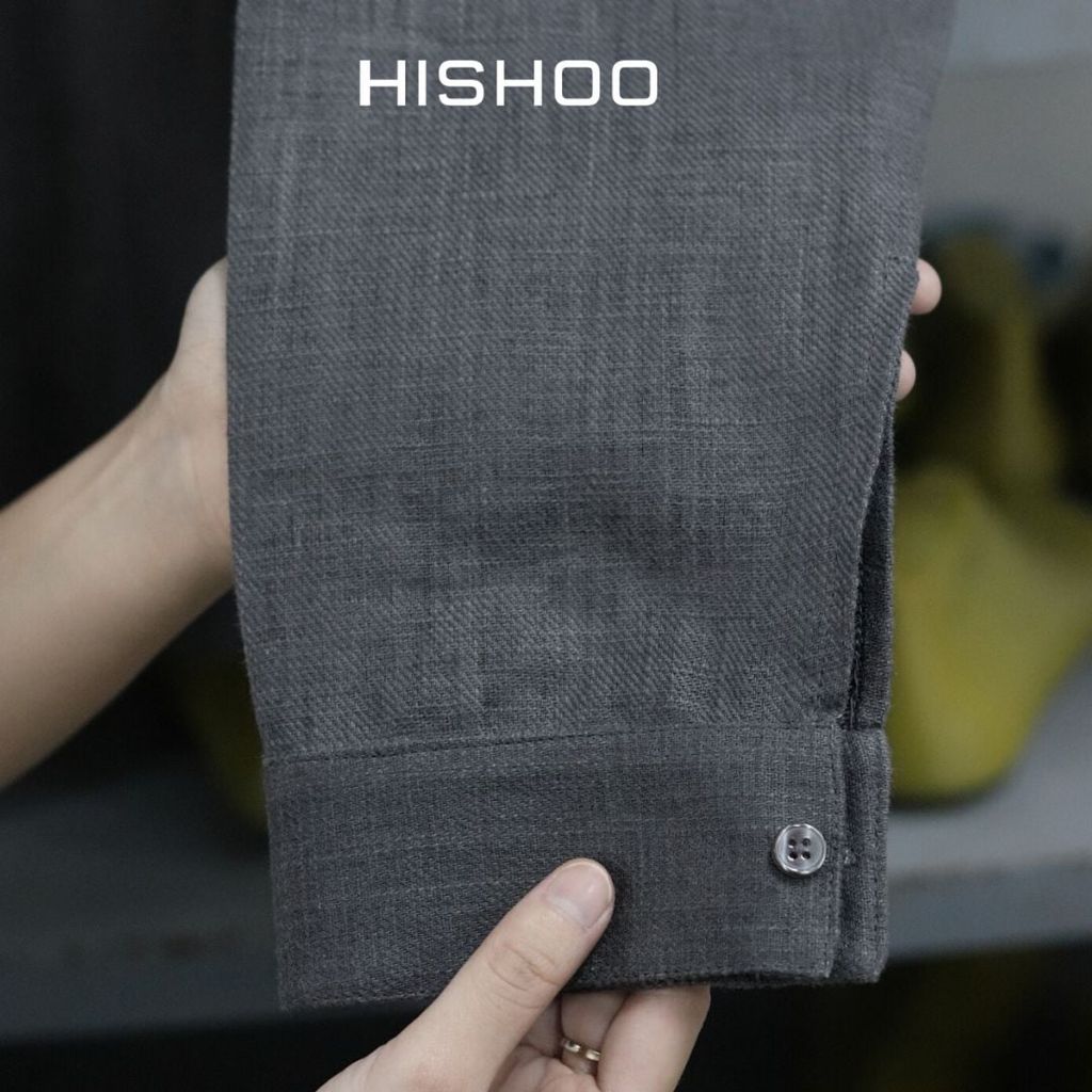 Áo Sơ Mi Nam Tay Dài Relax Form Rộng, Cổ Tàu Tròn, Lai Ngang Linen Solene Vải Mềm Mát HISHOO A2T001