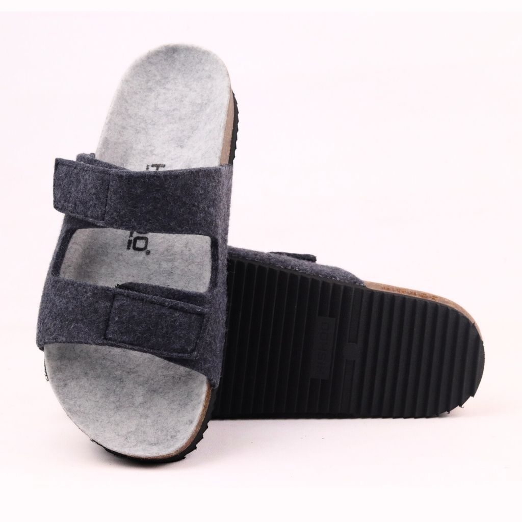 Dép đế trấu birken xé dán vải dạ Premium HISHOO B105