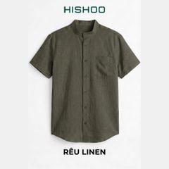 Áo Sơ Mi Nam Relax Form Rộng, Cổ Tàu Vuông, Lai Ngang Linen Solene Vải Mềm Mát HISHOO A1T002