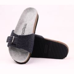 Dép đế trấu birken 1 khóa vải dạ Premium HISHOO B113