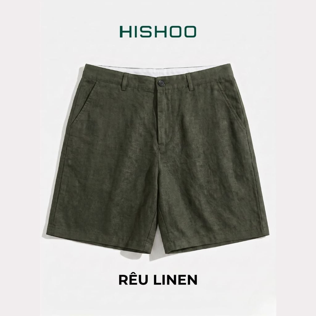 Quần short nam Linen Solene HISHOO Thoáng mát giữ form mặc đi chơi đi làm Q1T001