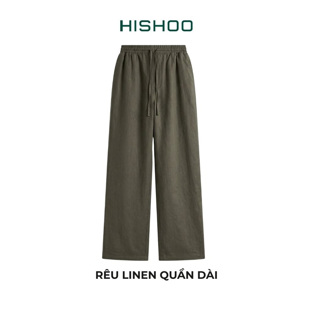 Quần dài Linen Nữ Lưng Thun, Hishoo basic mặc đi chơi, đi làm HISHOO Q3G001
