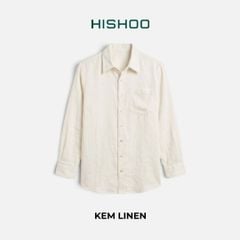 Áo Sơ Mi Nam Tay Dài Relax Form Rộng, Cổ Thường, Lai Ngang Linen Solene Vải Mềm Mát HISHOO A2T003