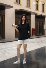Áo Sơ Mi Nữ Relax Form Rộng, Cổ Bác Sĩ, Lai Ngang Linen Solene Vải Mềm Mát HISHOO A1G004