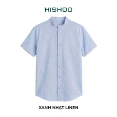 Áo Sơ Mi Nữ Relax Form Rộng, Cổ Tàu Vuông, Lai Ngang Linen Solene Vải Mềm Mát HISHOO A1G002
