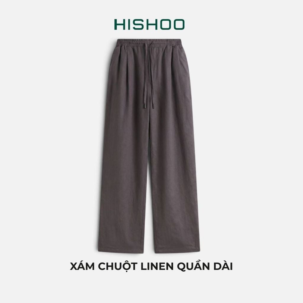 Quần dài Linen Nữ Lưng Thun, Hishoo basic mặc đi chơi, đi làm HISHOO Q3G001