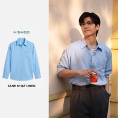 Áo Sơ Mi Nam Tay Dài Relax Form Rộng, Cổ Thường, Lai Ngang Linen Solene Vải Mềm Mát HISHOO A2T003