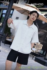 Áo Sơ Mi Nam Relax Form Rộng, Cổ Danton, Lai Ngang Linen Solene Vải Mềm Mát HISHOO A1T004