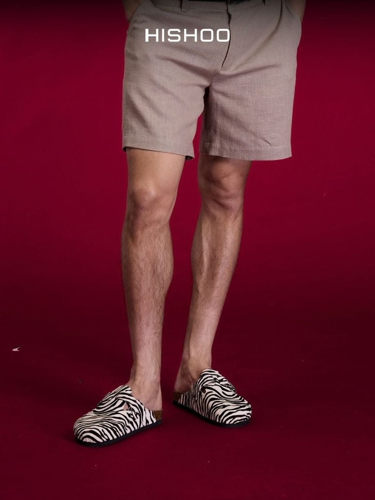 Dép đế trấu sục Boston quai ngang Ngựa Vằn CowHide HISHOO H109