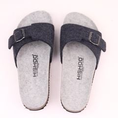 Dép đế trấu birken 1 khóa vải dạ Premium HISHOO B113