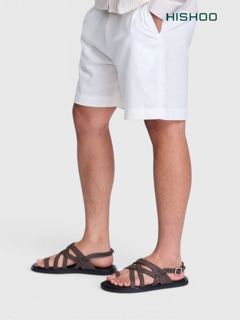 Dép Sandal lê bệt Nam quai ngang xỏ ngón lót da premium Manto 6 HISHOO W010