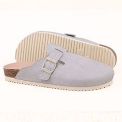 Dép đế trấu sục Boston quai ngang xám Demin Premium HISHOO B109