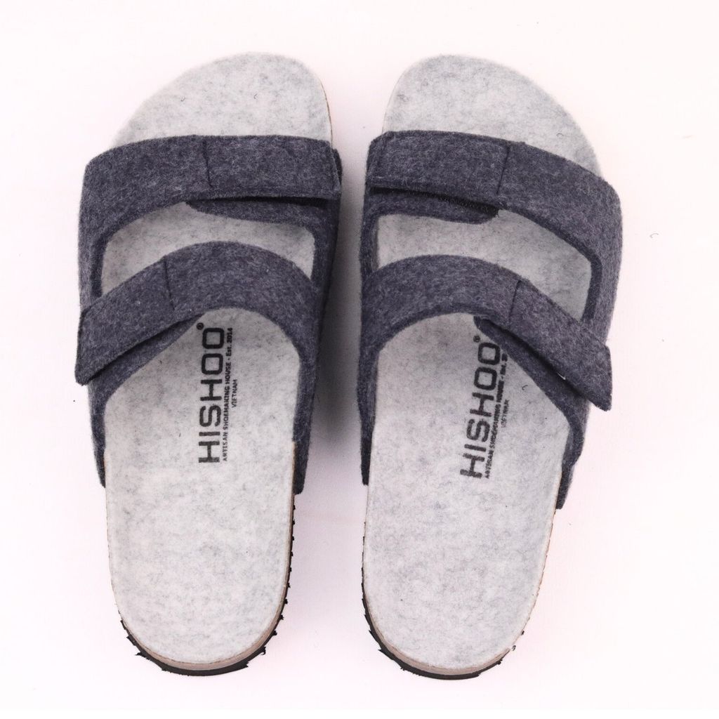 Dép đế trấu birken xé dán vải dạ Premium HISHOO B105