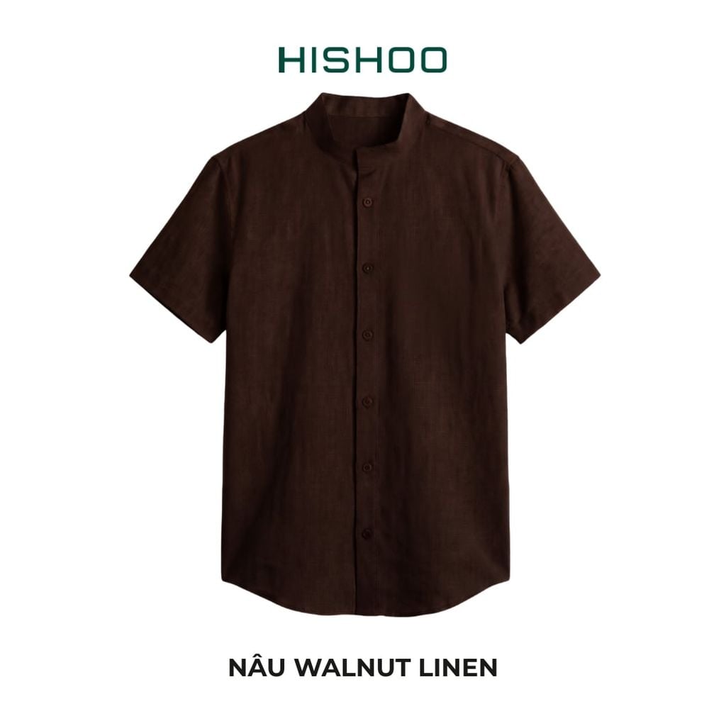 Áo Sơ Mi Nữ Relax Form Rộng, Cổ Tàu Vuông, Lai Ngang Linen Solene Vải Mềm Mát HISHOO A1G002