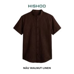 Áo Sơ Mi Nữ Relax Form Rộng, Cổ Tàu Vuông, Lai Ngang Linen Solene Vải Mềm Mát HISHOO A1G002