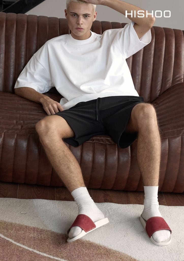 Dép quai ngang da bò Đỏ phấn HISHOO U111