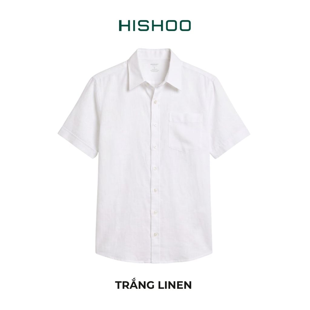 Áo Sơ Mi Nam Relax Form Rộng, Cổ Thường, Lai Ngang Linen Solene Vải Mềm Mát HISHOO A1T003