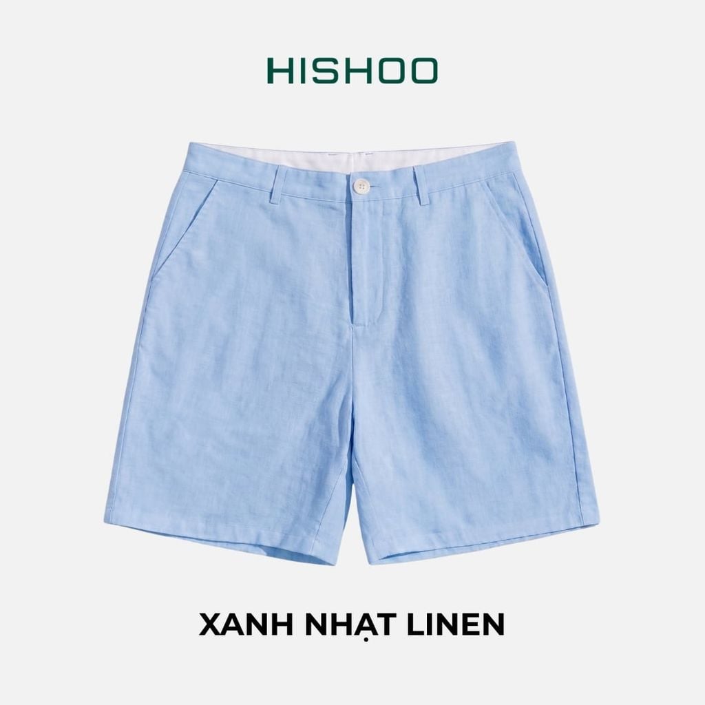 Quần short nam Linen Solene HISHOO Thoáng mát giữ form mặc đi chơi đi làm Q1T001