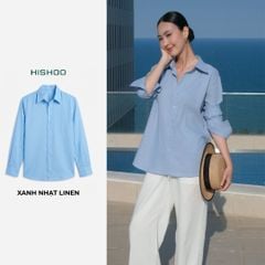 Áo Sơ Mi Tay Dài Nữ Relax Form Rộng, Cổ Thường, Lai Ngang Linen Solene Vải Mềm Mát HISHOO A2G003