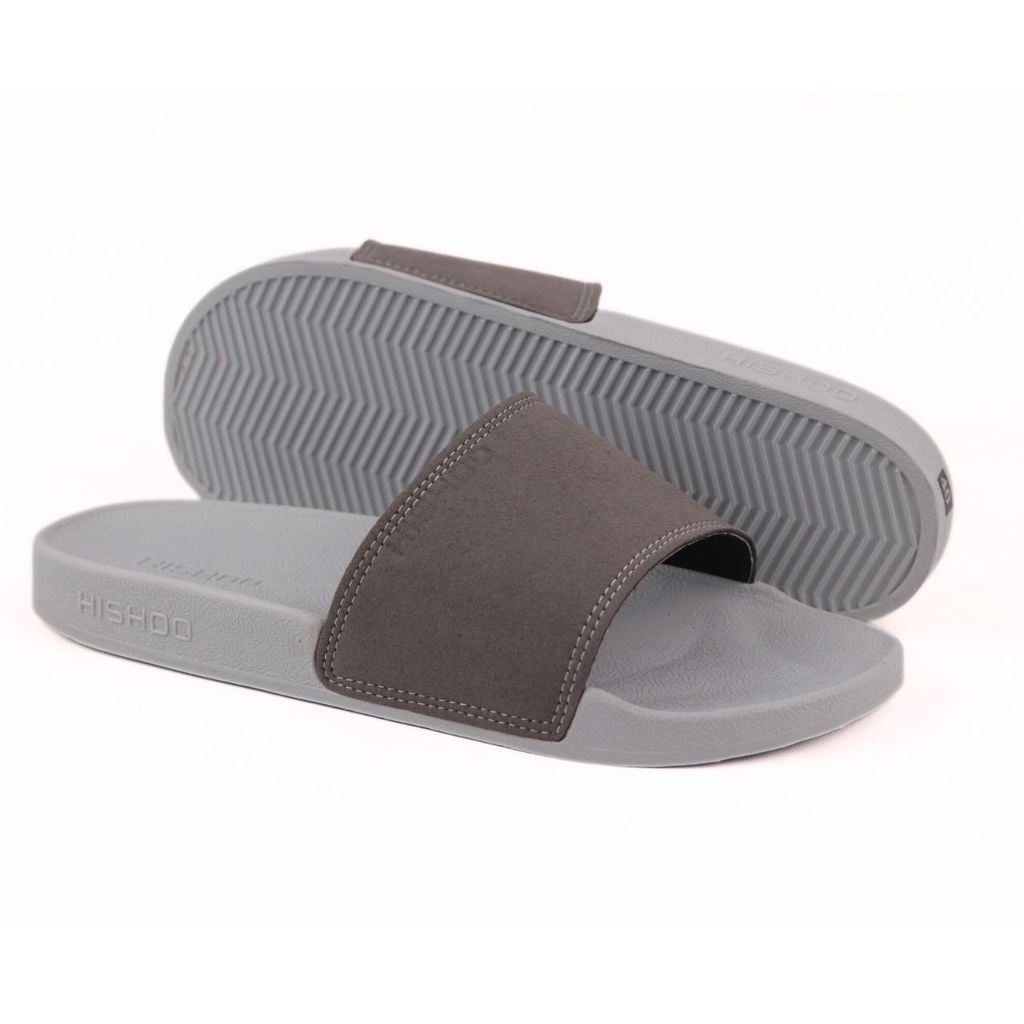 Dép quai ngang da bò Xám da lộn HISHOO U111
