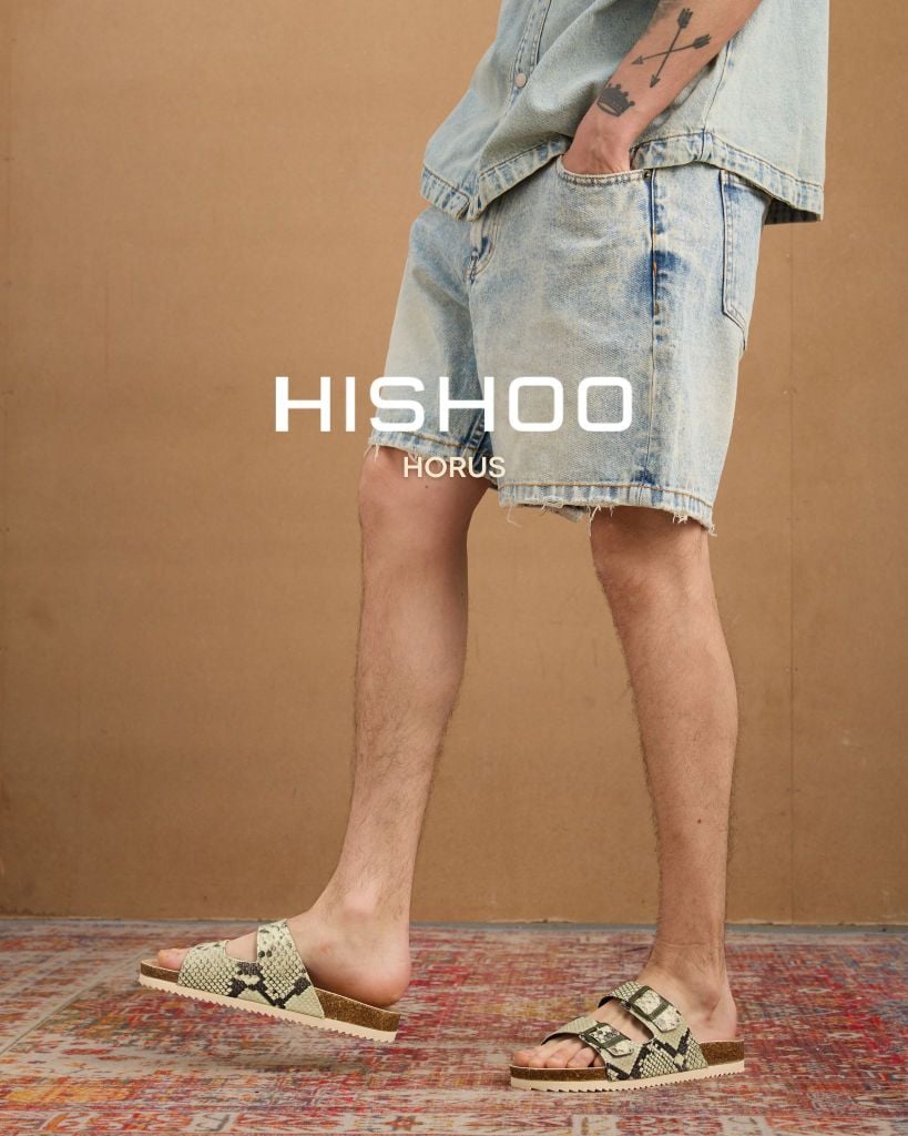 Dép đế trấu birken 2 khoá Xanh Vân Rắn premium HISHOO B093