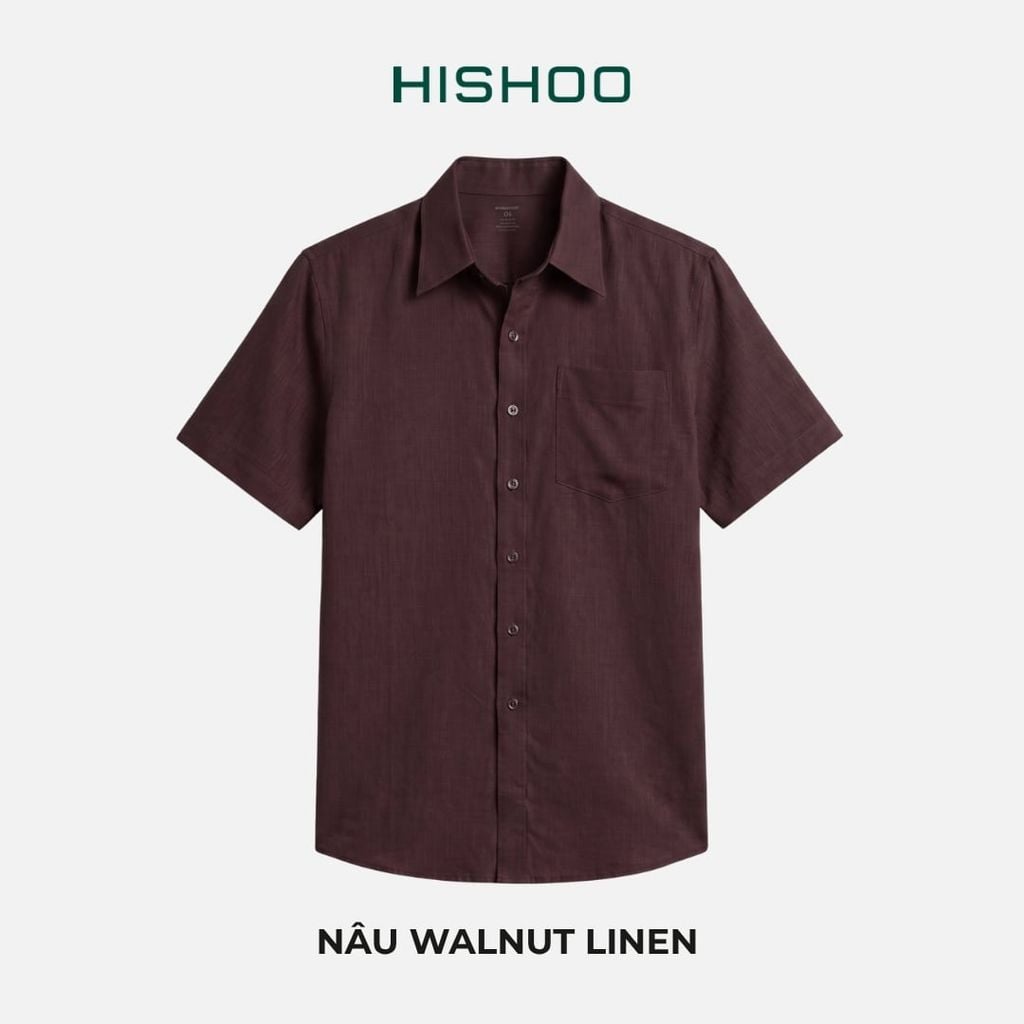 Áo Sơ Mi Nam Relax Form Rộng, Cổ Thường, Lai Ngang Linen Solene Vải Mềm Mát HISHOO A1T003