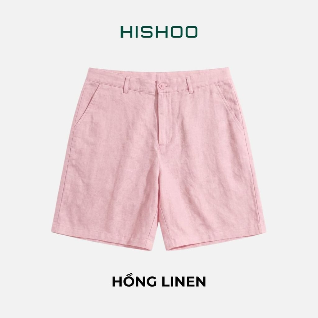 Quần short nữ Linen Solene HISHOO Thoáng mát giữ form mặc đi chơi đi làm Q1G001