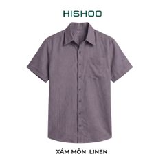 Áo Sơ Mi Nam Relax Form Rộng, Cổ Thường, Lai Ngang Linen Solene Vải Mềm Mát HISHOO A1T003