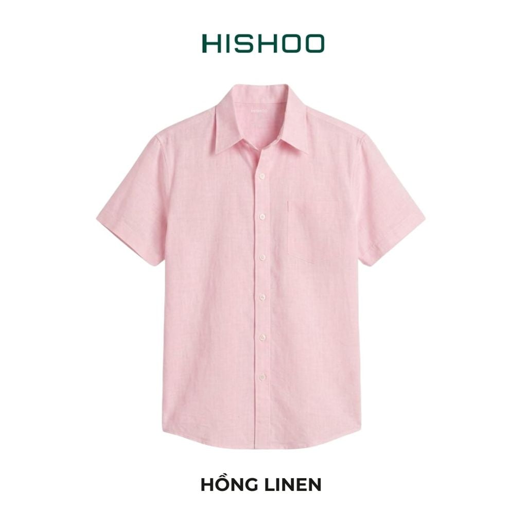 Áo Sơ Mi Nữ Relax Form Rộng, Cổ Thường, Lai Ngang Linen Solene Vải Mềm Mát HISHOO A1G003