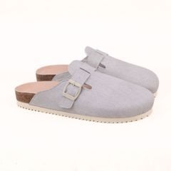 Dép đế trấu sục Boston quai ngang xám Demin Premium HISHOO B109