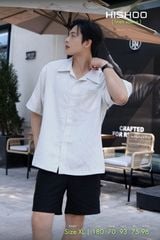 Áo Sơ Mi Nam Xám Tro Relax Form Rộng, Cổ Danton, Lai Ngang Linen Solene Vải Mềm Mát HISHOO A1T004