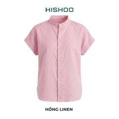 Áo Sơ Mi Nữ Tay Ngắn Relax Form Rộng, Cổ Tàu Vuông, Linen Solene Vải Mềm Mát HISHOO A4G002