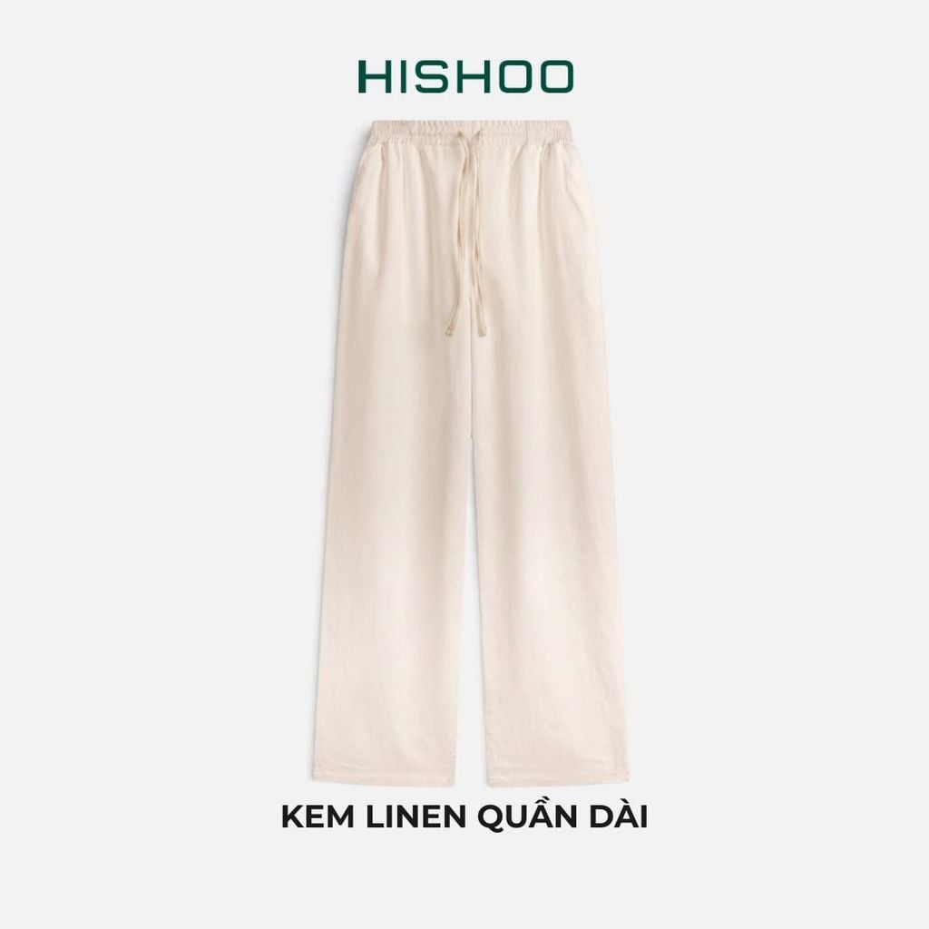 Quần dài Linen Nữ Lưng Thun, Hishoo basic mặc đi chơi, đi làm HISHOO Q3G001