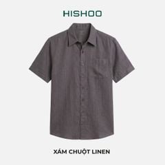 Áo Sơ Mi Nam Relax Form Rộng, Cổ Thường, Lai Ngang Linen Solene Vải Mềm Mát HISHOO A1T003