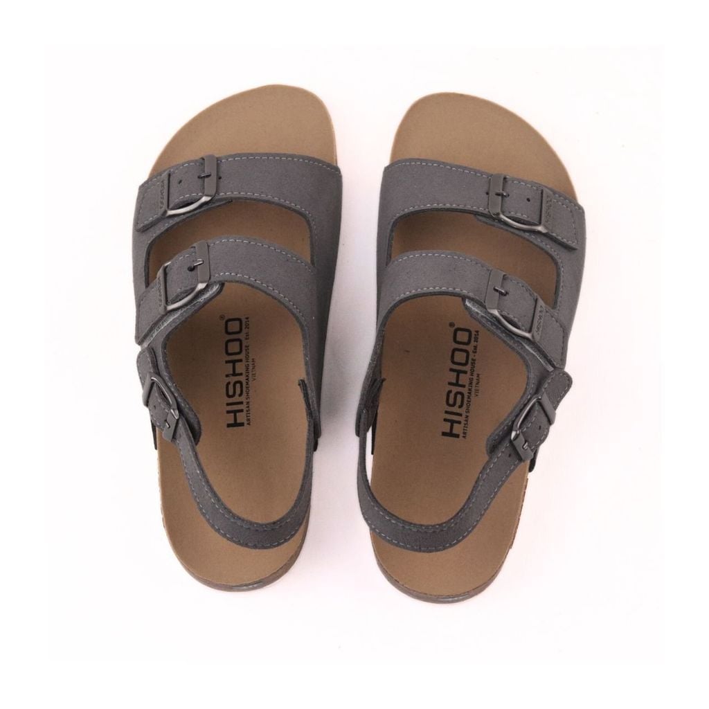 Dép đế trấu Sandal birken 2 khoá da lộn HISHOO R102