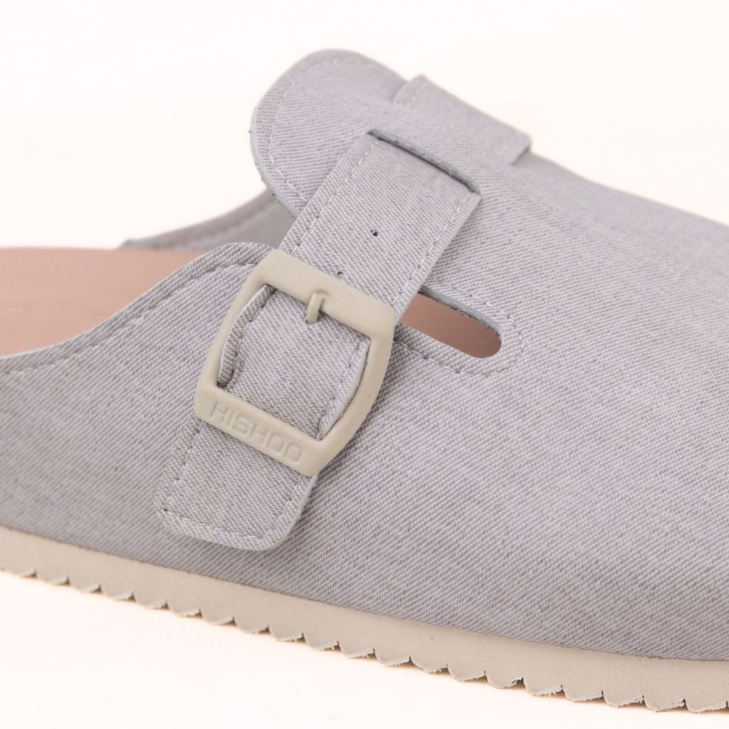 Dép đế trấu sục Boston quai ngang xám Demin Premium HISHOO B109