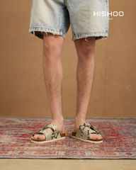 Dép đế trấu birken 2 khoá Xanh Vân Rắn premium HISHOO B093