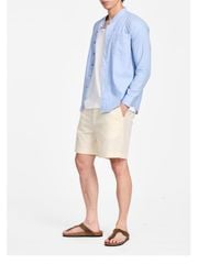 Áo Sơ Mi Nam Nút Gỗ Tay Dài Relax Form Rộng, Cổ Tàu Vuông, Lai Ngang Linen Solene Vải Mềm Mát HISHOO A2T002
