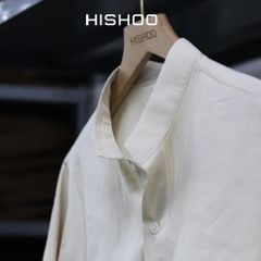 Áo Sơ Mi Nữ Relax Form Rộng, Cổ Tàu Vuông, Lai Ngang Linen Solene Vải Mềm Mát HISHOO A1G002