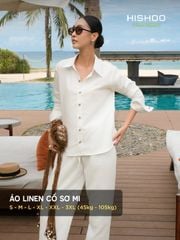 Áo Sơ Mi Nút Gỗ Tay Dài Nữ Relax Form Rộng, Cổ Thường, Lai Ngang Linen Solene Vải Mềm Mát HISHOO A2G003