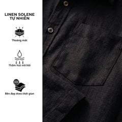 Áo Sơ Mi Caro Nút Gỗ Tay Dài Nam Relax Form Rộng, Cổ Thường, Lai Ngang Linen Solene Vải Mềm Mát HISHOO A2T003