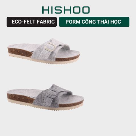 Dép đế trấu birken 1 khóa vải dạ Premium HISHOO B113