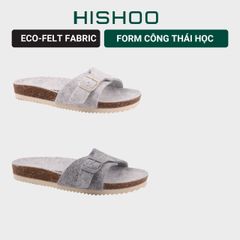 Dép đế trấu birken 1 khóa vải dạ Premium HISHOO B113