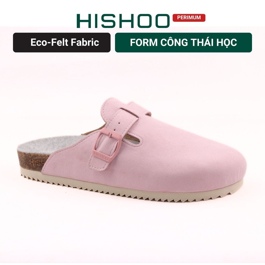 Dép đế trấu sục Boston quai ngang vải dạ Premium HISHOO B109