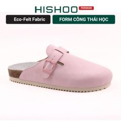 Dép đế trấu sục Boston quai ngang vải dạ Premium HISHOO B109