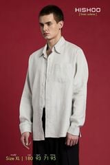 Áo Sơ Mi Nam Tay Dài Relax Form Rộng, Cổ Thường, Lai Ngang Linen Solene Vải Mềm Mát HISHOO A2T003