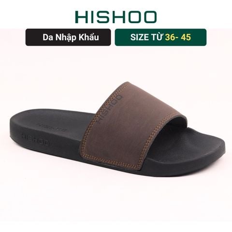 Dép quai ngang da bò Nâu HISHOO U114