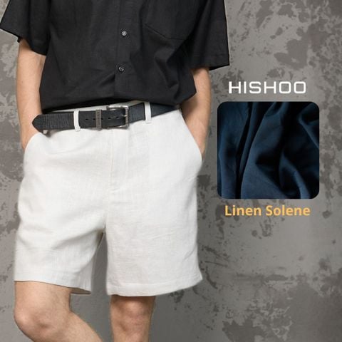 Quần short nam Xám T Linen Solene HISHOO Thoáng mát giữ form mặc đi chơi đi làm Q1T001