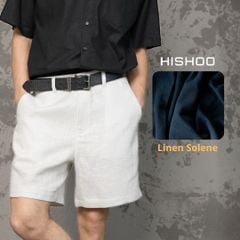 Quần short nam Xám Tro Linen Solene HISHOO Thoáng mát giữ form mặc đi chơi đi làm Q1T001